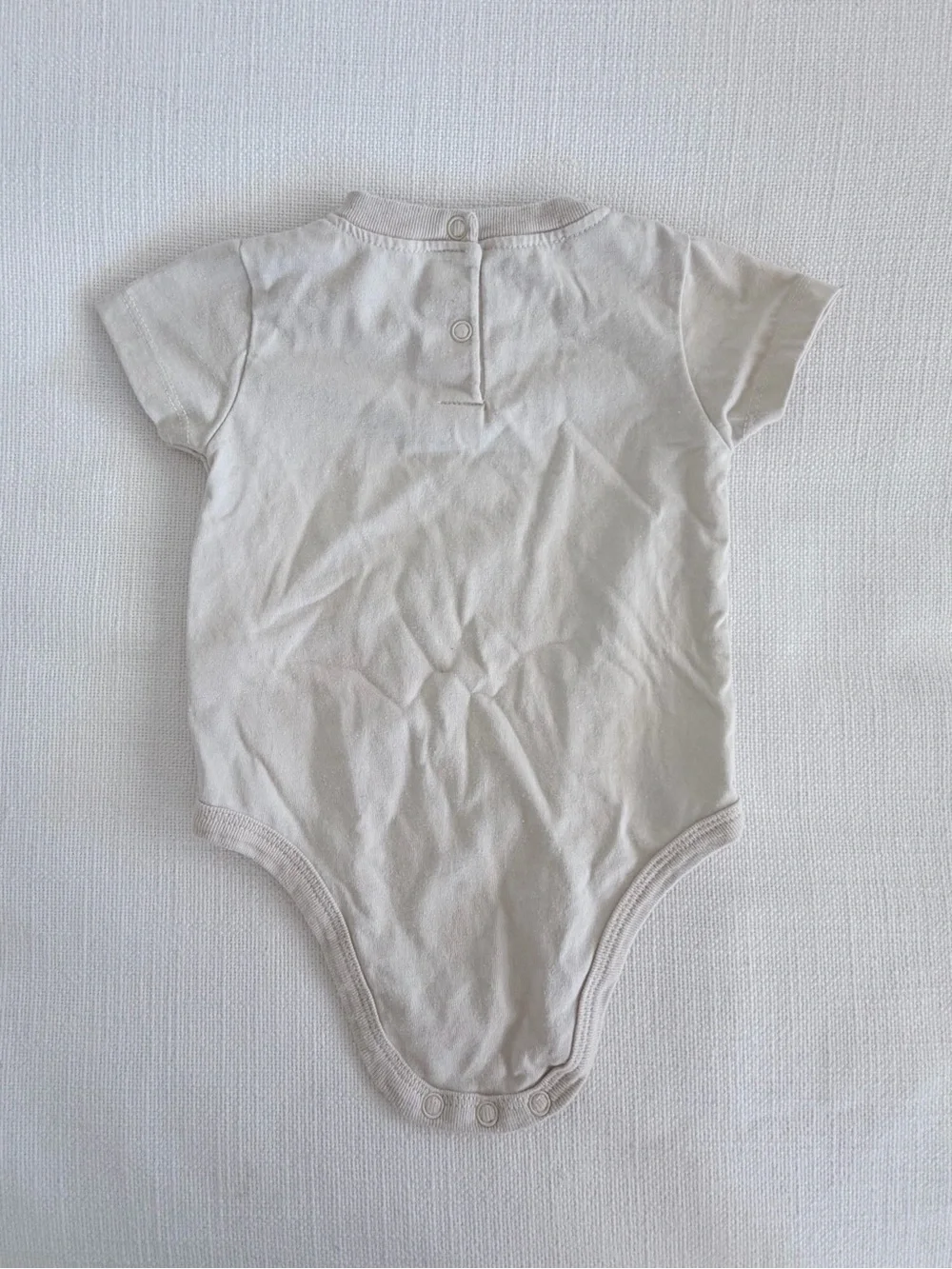 Classic Short-Sleeve Baby Bodysuit in Light Beige